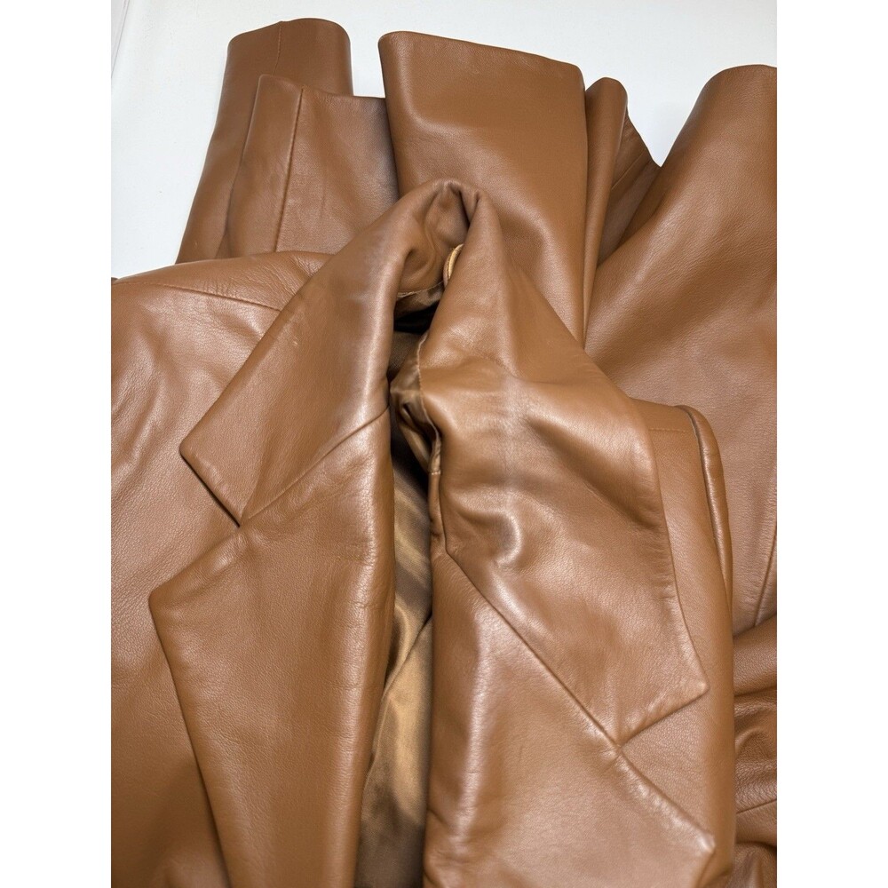 Preston & York Genuine Lambskin Leather Blazer In Cognac Brown Sz 1X - Picture 8 of 8